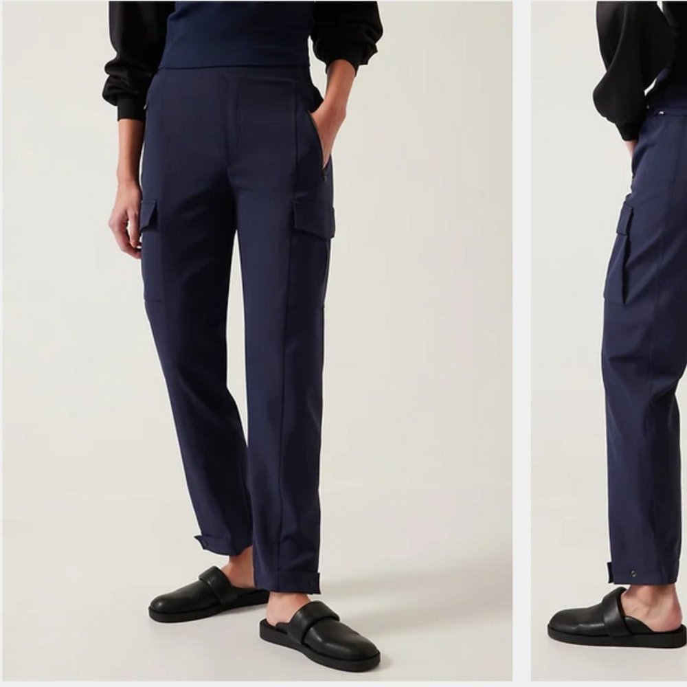 Athleta Navy Blue Endless Cargo Pocket Athleisure Jogger Pants Sz 6 #467187 NWT
